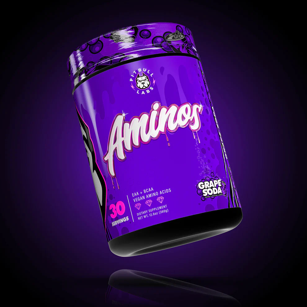 pit bull aminos grape soda container